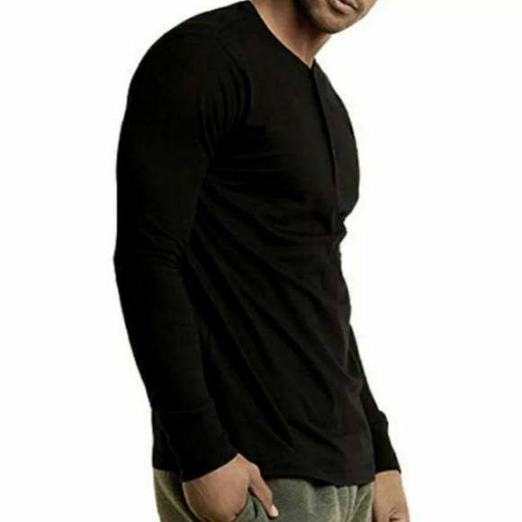 MEN'S 3 BUTTON LONG SLEEVE HENLEY - White - Picture 7 of 9